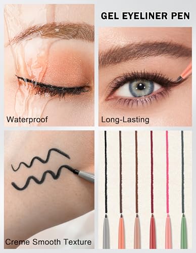 Jutqut 2PCS Burgundy Gel Eyeliner Pencil Waterproof Smudge Proof