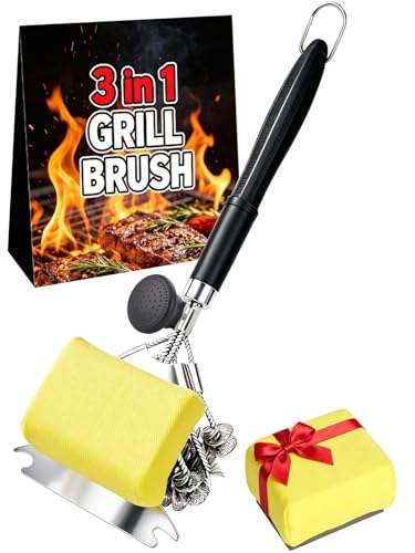 YEBLEM 18" Bristle-Free BBQ Grill Brush & Scraper, 2-Pack, Black