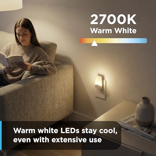 GE Plug-In LED Night Light with Dusk to Dawn Sensor, 2 Pack, Warm White