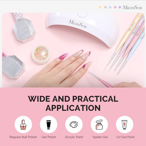 MelodySusie Nail Art Liner Brushes 5-Piece Set for Gel Polish & Fine Lines