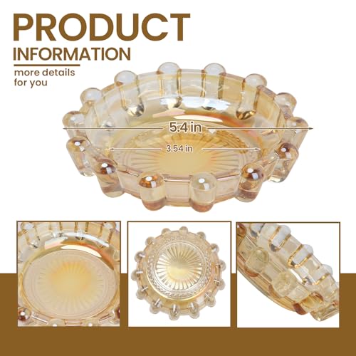 Bubble Smoky Glass Candle Holder - Amber Decorative Tray for Home Decor