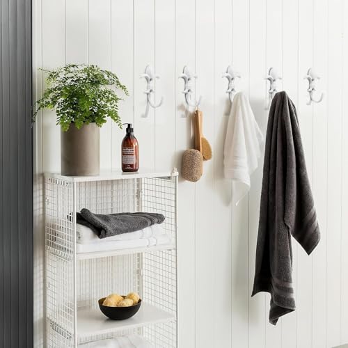 Heavy Duty White Door Hanger Hooks - 2 Packs for Bathroom & Closet
