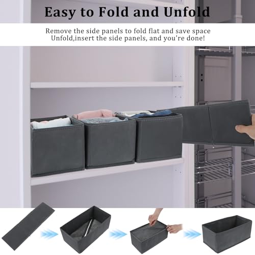 Drawer Organizer for Clothes, Underwear, Socks - 4Pcs Grey