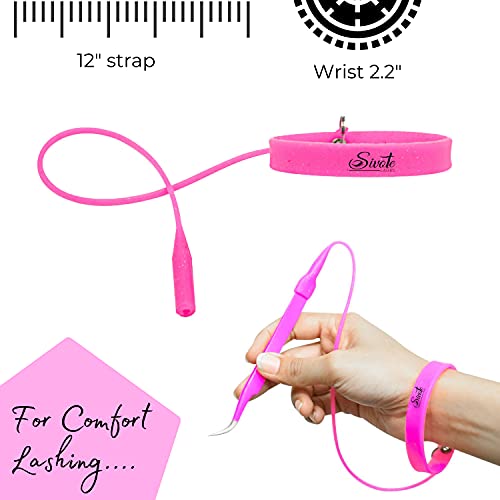 SIVOTE Silicone Lash Tweezer Holder Wristband Pink Protective Strap