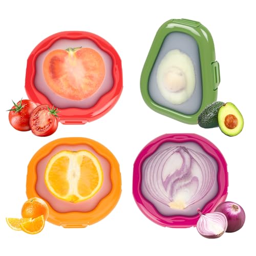 TQRR Avocado and Onion Storage Containers 4-Pack - Red, Green, Purple, Orange