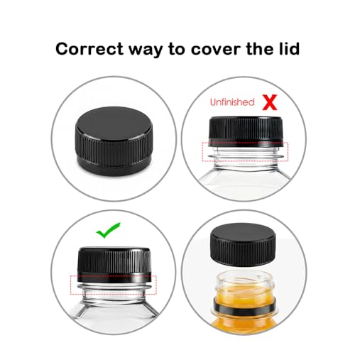 10 Pack 4oz Plastic Juice Bottles with Black Caps - YUYUDEHM