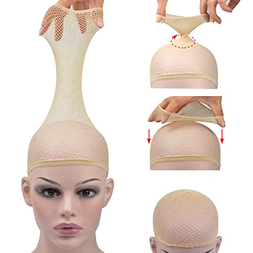 YTBYT Mesh Wig Caps 4-Pack Beige Stretchable Nylon Stocking Hair Nets