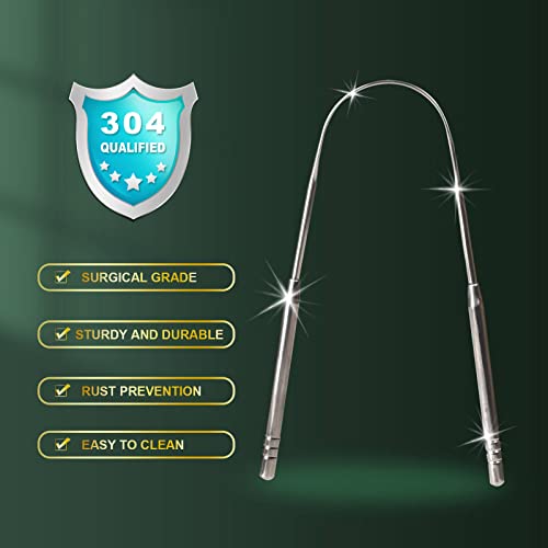 Stainless Steel Tongue Scraper 2 Pack - Oral Care Tongue Cleaner