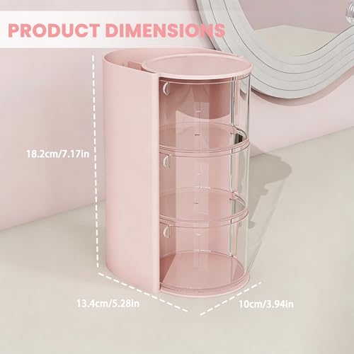 3-Tier Rotating Hair Accessories Organizer with Brush Holder - Pink