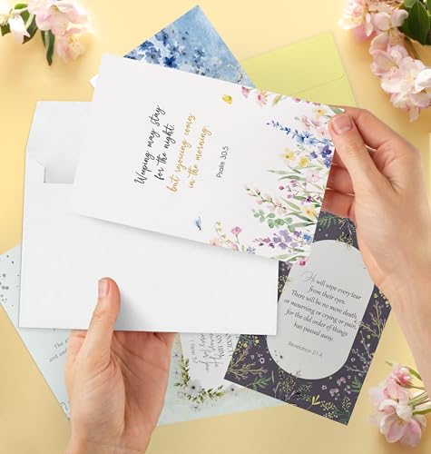 Nihuecne 24 Pack Floral Christian Sympathy Cards with Envelopes
