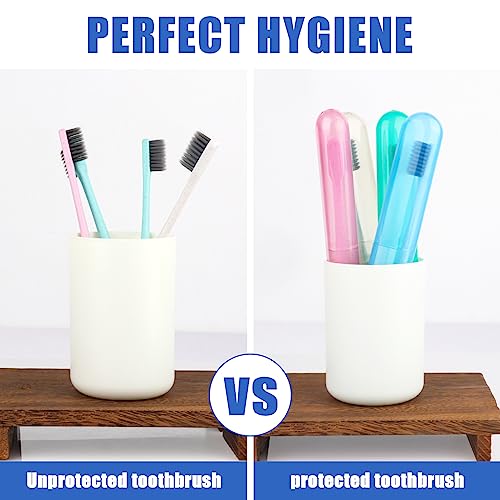 Hooqict 4 Pack Travel Toothbrush Case - Portable Plastic Holder
