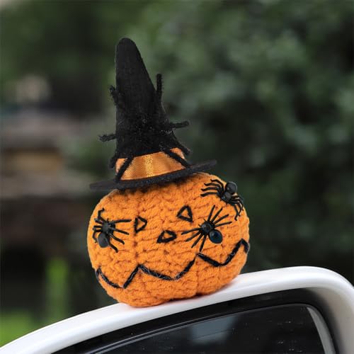 Handmade Halloween Knitted Pumpkin with Spider Hat & Sunglasses