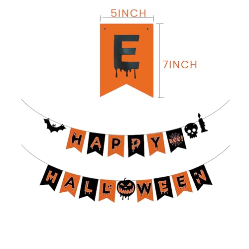 Happy Halloween Banner with Pumpkins Spiders Bats and Witch Hats