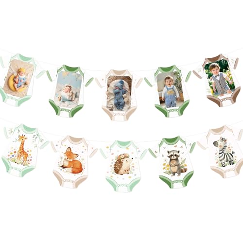 Safari Baby Shower Banner, Jungle Animal Monthly Milestone Photo Garland