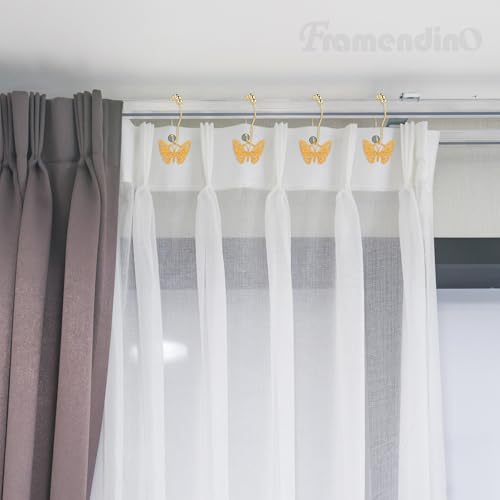Framendino Gold Butterfly Shower Curtain Hooks - 12 Pack Stainless Steel