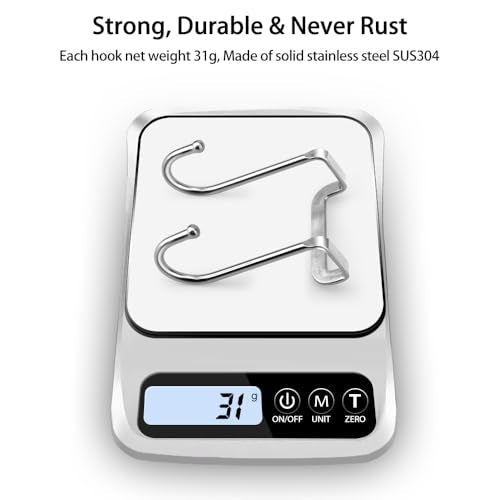 Poeland 304 Stainless Steel Over Cabinet Double Hooks - 4 Pack