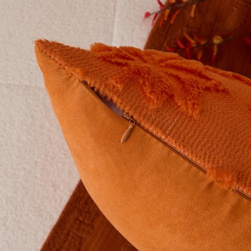 UGASA 18x18 Inch Fall Leaves Pillow Covers Set of 2 - Orange