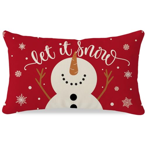 PANDICORN Christmas Pillow Cover 12x20 | Let It Snow Snowman