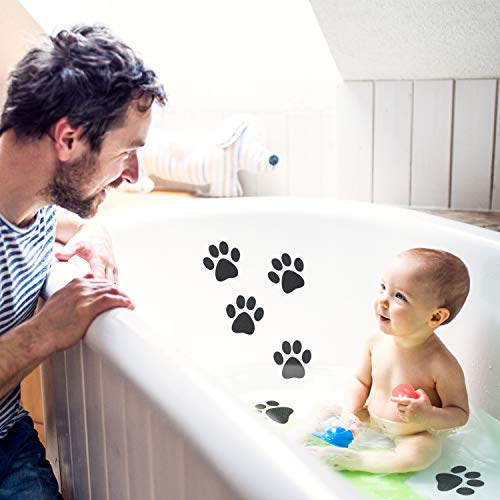 Mudder 20 Pcs Non-Slip Bathtub Paw Stickers - Black Adhesive Shower Treads