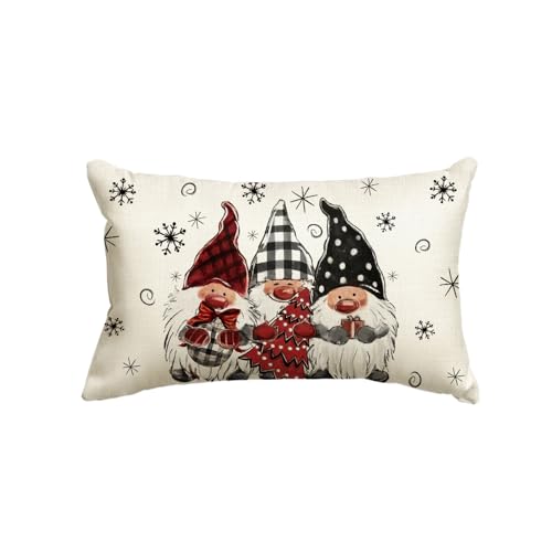 Christmas Snowflake Gnome Throw Pillow Cover - 20 x 12 Inch