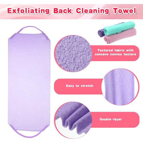 3-Pack Exfoliating Back Scrubber for Shower & Bath Towel