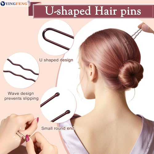 YINGFENG 134-Piece Brown Hair Bun Maker Kit with Hair Nets and Pins