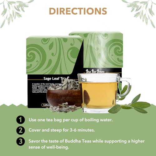 Buddha Teas Organic Sage Leaf Herbal Tea - Caffeine Free, 18 Bags