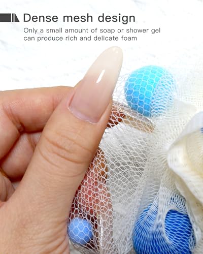 Manditae Beige Loofah Bath Sponge 4 Pack Exfoliating Body Scrubber