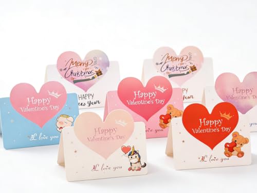 5 Pack Mother's Day Greeting Cards - Heart Shape, Blank Inside