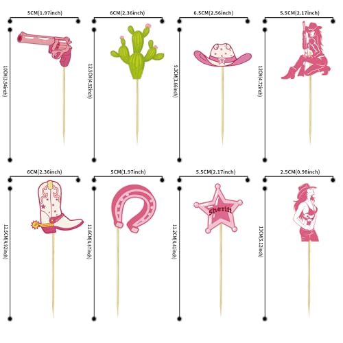 24 Cowgirl Cupcake Toppers for Western Theme Parties