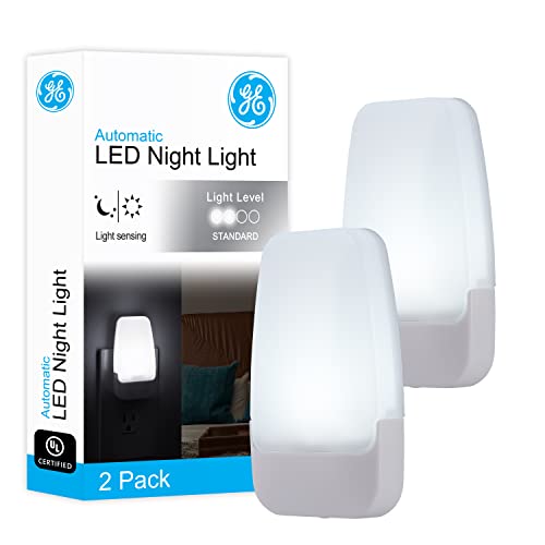GE LED Plug-In Night Light, Dusk-to-Dawn Sensor, 5000K Daylight, 2-Pack