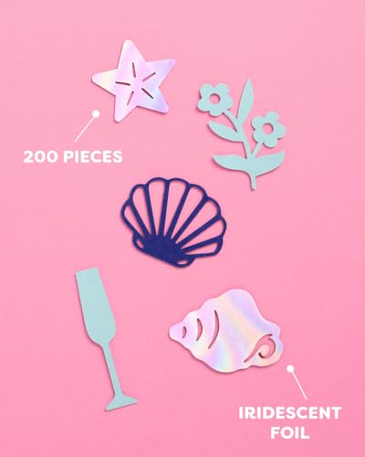 Coastal Foil Confetti Pack - 200 Pieces for Beach Party & Bachelorette Decor