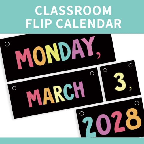 Chalkboard Brights Flip Calendar Set for Classroom Decoration