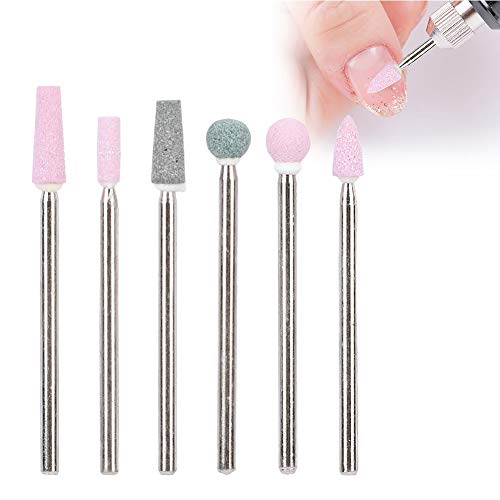 Hurrise 6-Piece Stainless Steel Nail Drill Bits Set for Manicure