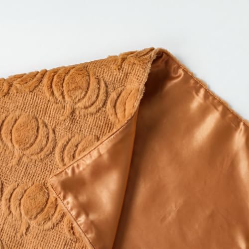 Caramel Faux Fur Pumpkin Fall Table Runner 13x48 Inch - Autumn Decor