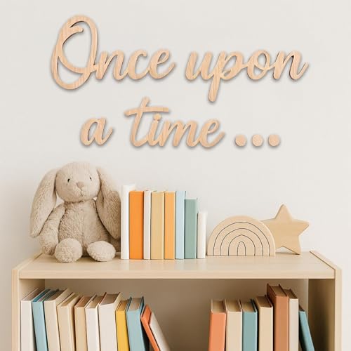 Once Upon a Time Wooden Wall Sign for Nursery and Kids Reading Corner