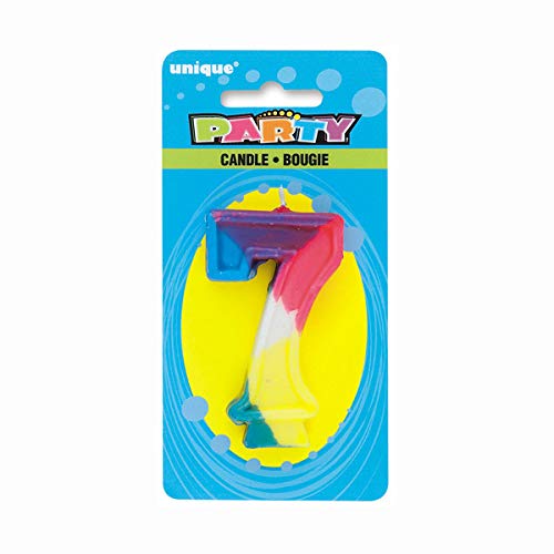 Rainbow Number 7 Birthday Candle - 2.75" for Celebrations
