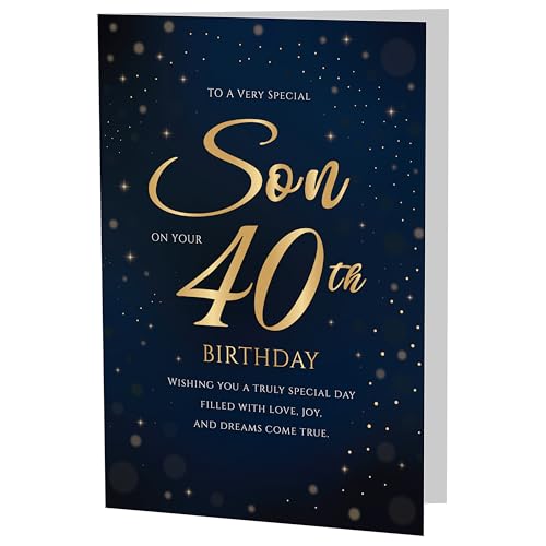 Son 40th Birthday Card - Premium Navy & Gold A5 Milestone Greeting Card