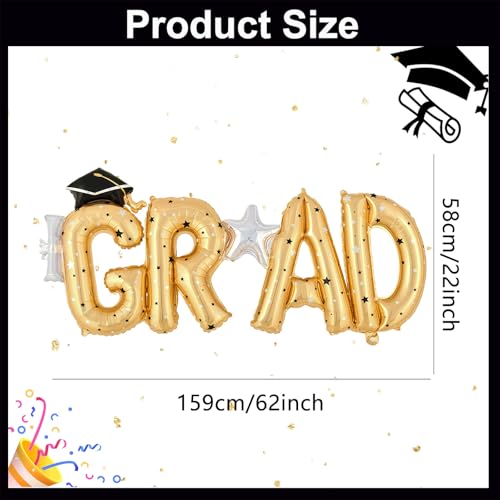 Gold GOER Large Congrats Grad Foil Balloons for 2026 Graduation