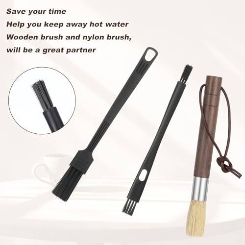 3-Piece Coffee Grinder Brush Set with Walnut Wood Handles