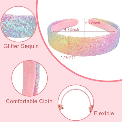 Tihebax Glitter Headbands for Girls Women Sparkly Hair Hoops Set
