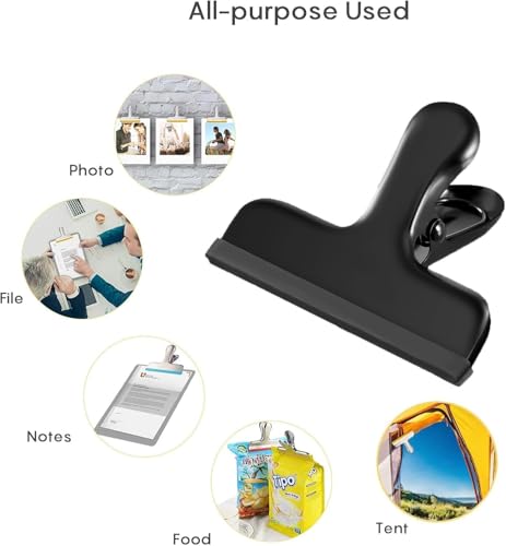 HOUSE AGAIN 6 Pack Heavy Duty Silicone Covered Chip Bag Clips - 3 Inch, Color Coded, Safe Edges for Kitchen & Office