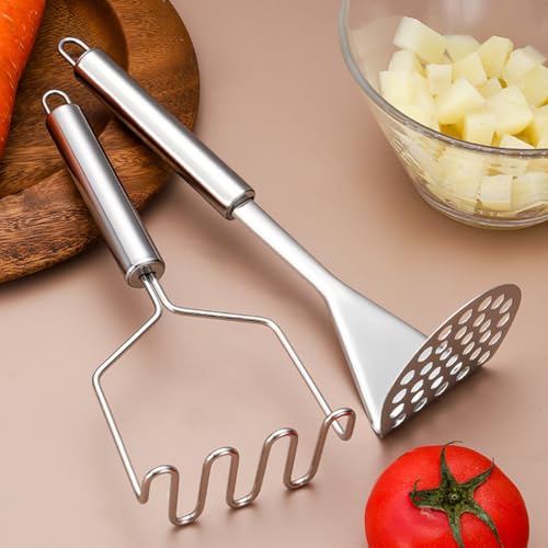Pilarmuture Stainless Steel Potato Masher 2-Pack Heavy Duty Wire Tool