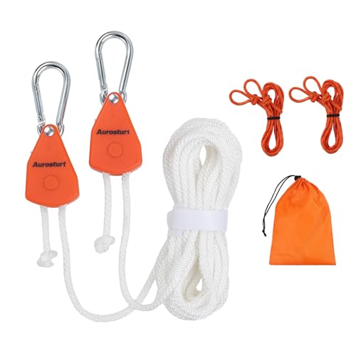 Aurosturt 19FT Orange Retractable Clothesline Outdoor Camping Travel