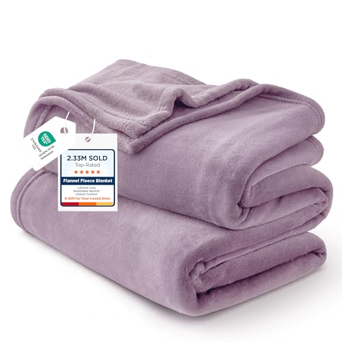 Bedsure King Size Fleece Blanket - Fog Purple, 108x90 inches