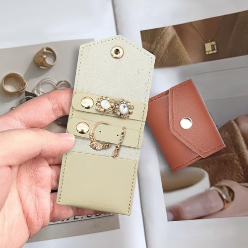 Mini Travel Jewelry Roll Organizer Case - Foldable PU Leather
