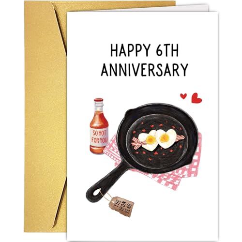 Funny 6 Year Iron Anniversary Card for Husband or Wife, Blank Inside