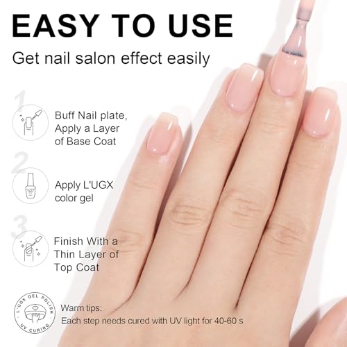 L'UGX Milky Pink Jelly Gel Nail Polish 15ml Sheer Translucent Nude
