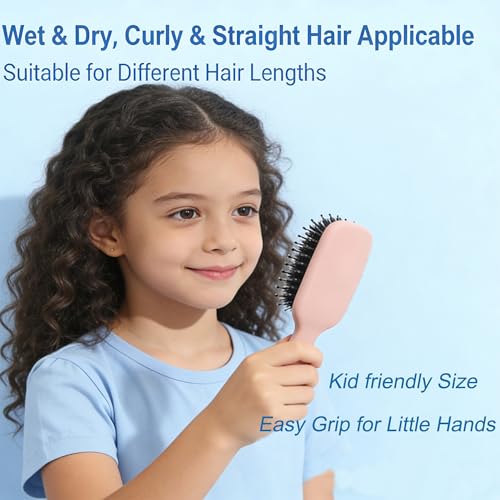 Mini Boar Bristle Hair Brush Travel Pocket Hairbrush for Detangling