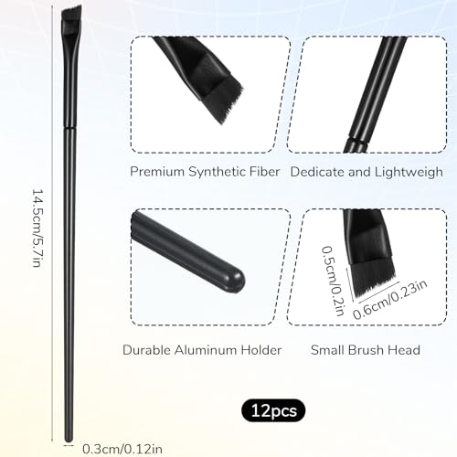 Alrhso 12 Pieces Angled Eyeliner and Eyebrow Flat Brushes Set